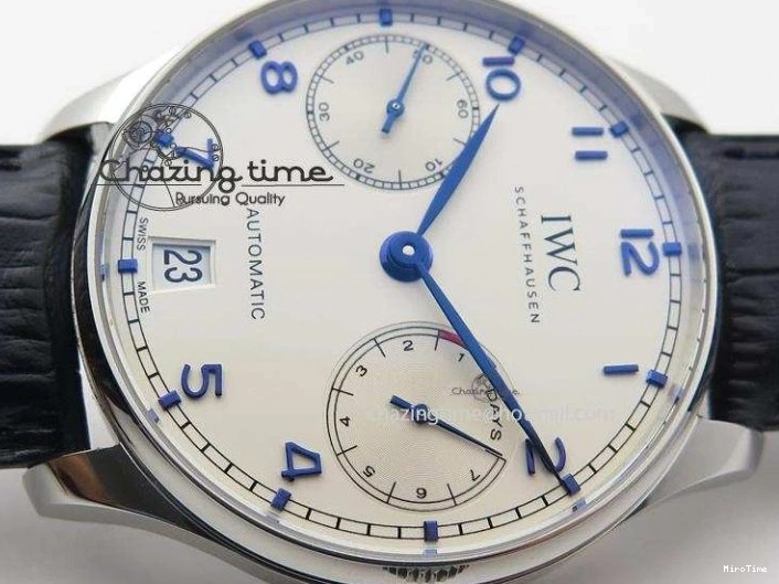MIROTIME 0412 EasyCare Portuguese Real PR IW500705 ZF 1:1 Best Edition On Blue Leather Strap A52010 V 7310